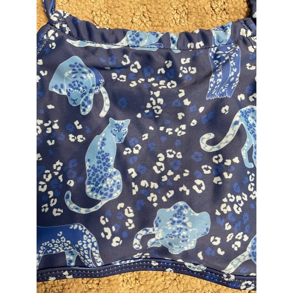 Snapper Rock Swim Top Youth Girls 7 8 Halter Blue Cheetah Animal Print - Picture 2 of 4
